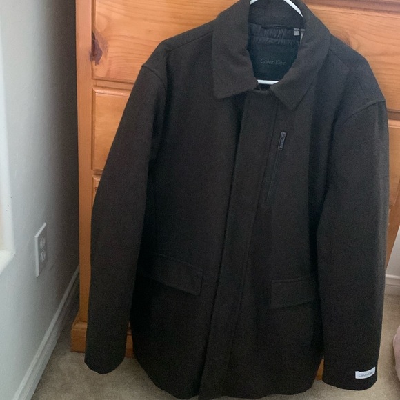 Calvin Klein Wool Mens Peacoat brown szXL Menswear - Picture 1 of 7